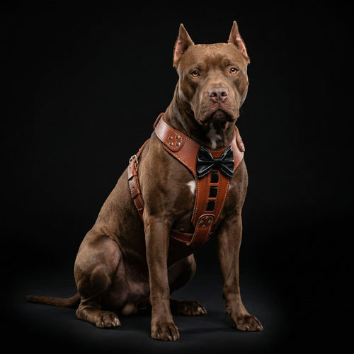Bestia ''Bowtie'' leather harness by Bestia Dog Gear