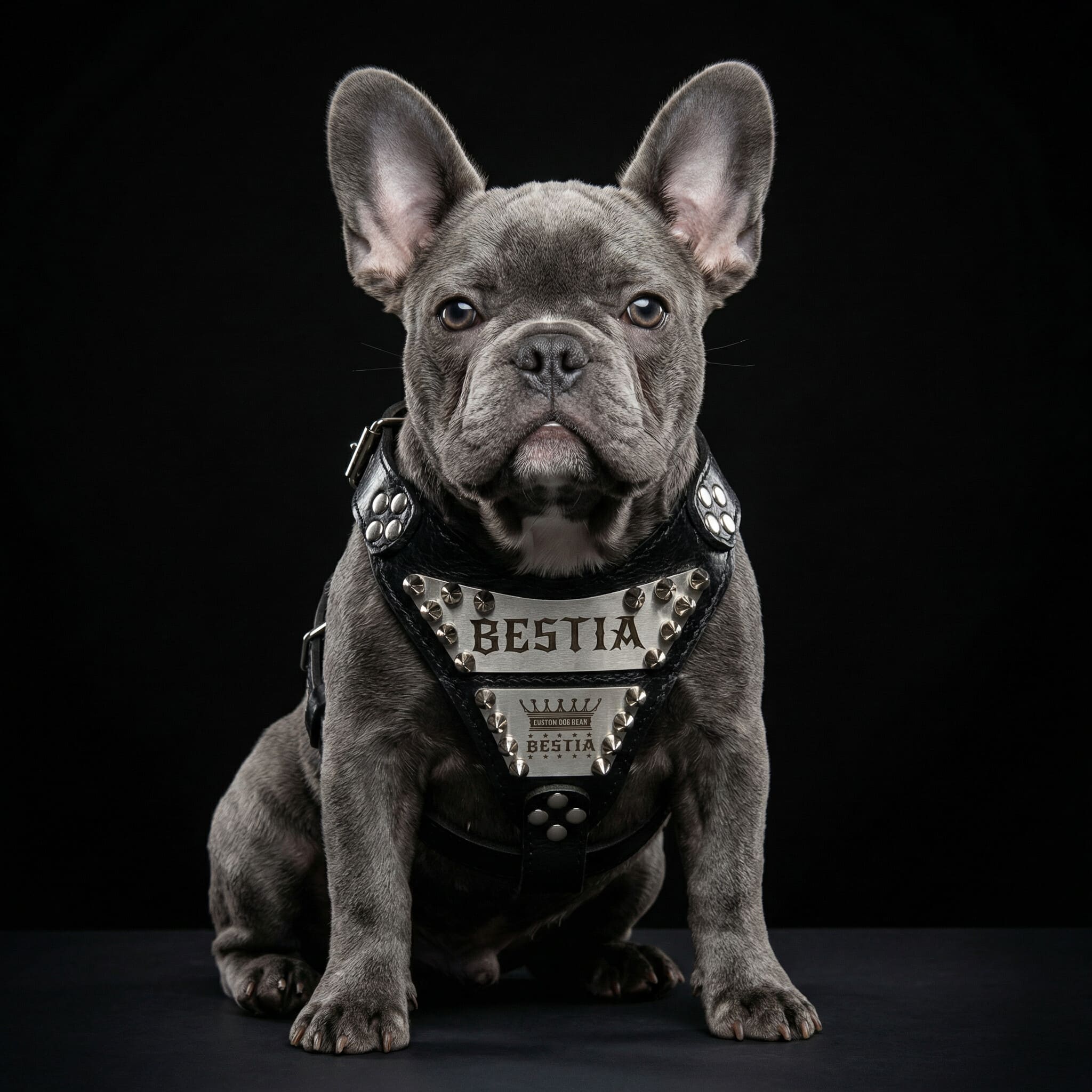 The "Metal" harness small to medium size - Personalized by Bestia Dog Gear