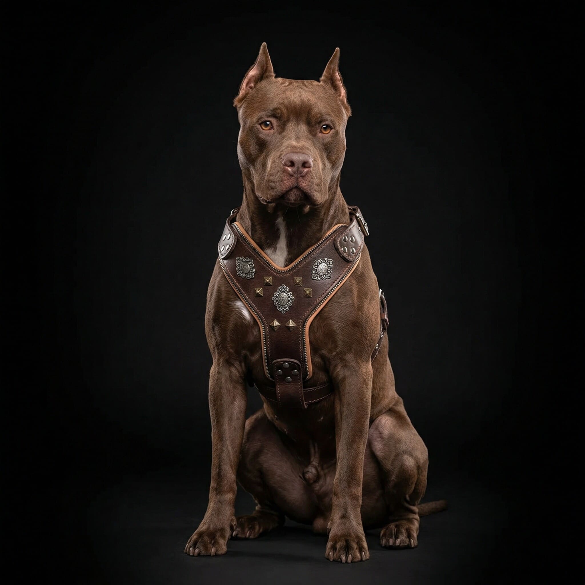 The "Aztec" big dogs harness BROWN by Bestia Dog Gear