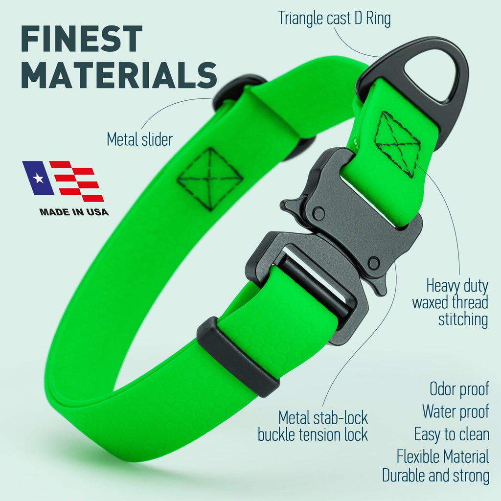 Waterproof Dog Collar with Metal Stab-Lock Buckle by Dogline