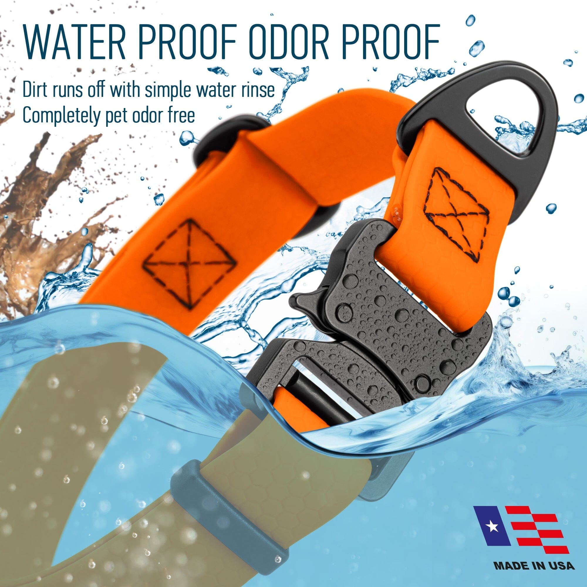 Waterproof Dog Collar with Metal Stab-Lock Buckle by Dogline