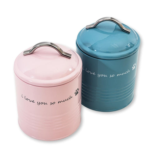 "I Love You So Much" Dog Treat Canister Gift Set – Pink & Blue by American Pet Supplies