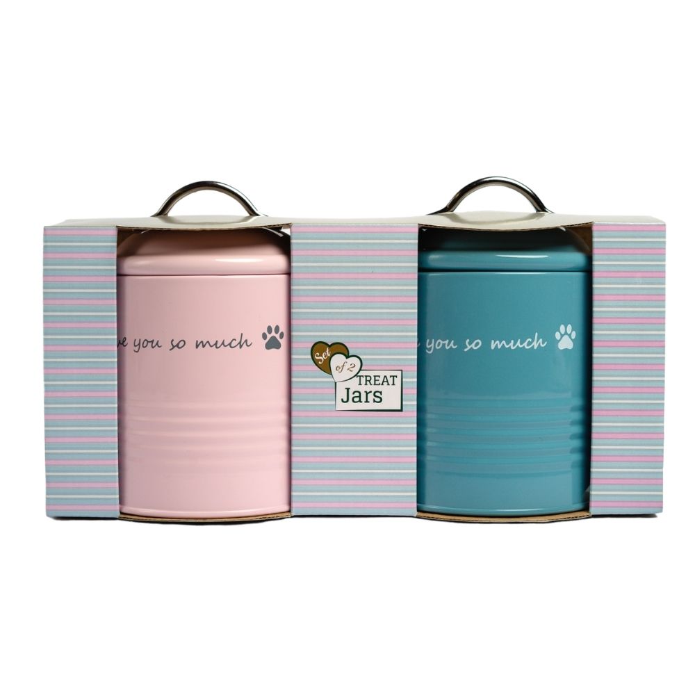 "I Love You So Much" Dog Treat Canister Gift Set – Pink & Blue by American Pet Supplies