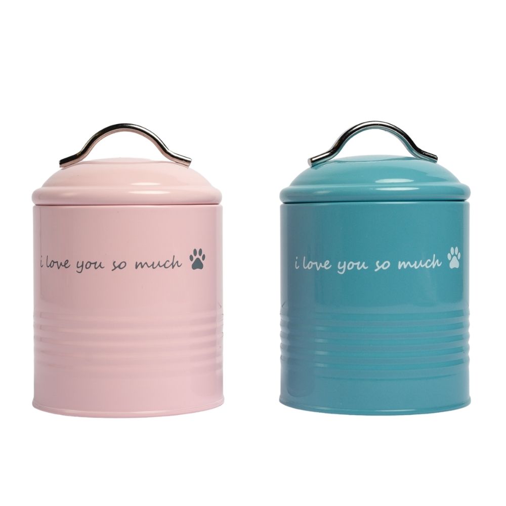 "I Love You So Much" Dog Treat Canister Gift Set – Pink & Blue by American Pet Supplies