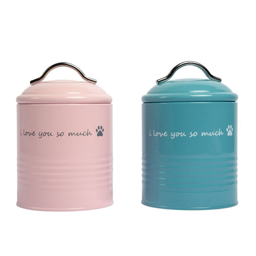 "I Love You So Much" Dog Treat Canister Gift Set – Pink & Blue by American Pet Supplies