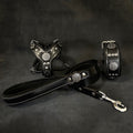 "Maximus Black&Silver" Small dog SET - Harness - collar - lead by Bestia Dog Gear