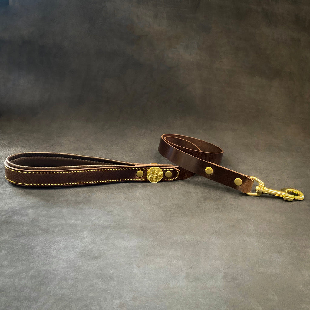 Maximus Gold Leash 1 inch wide by Bestia Dog Gear