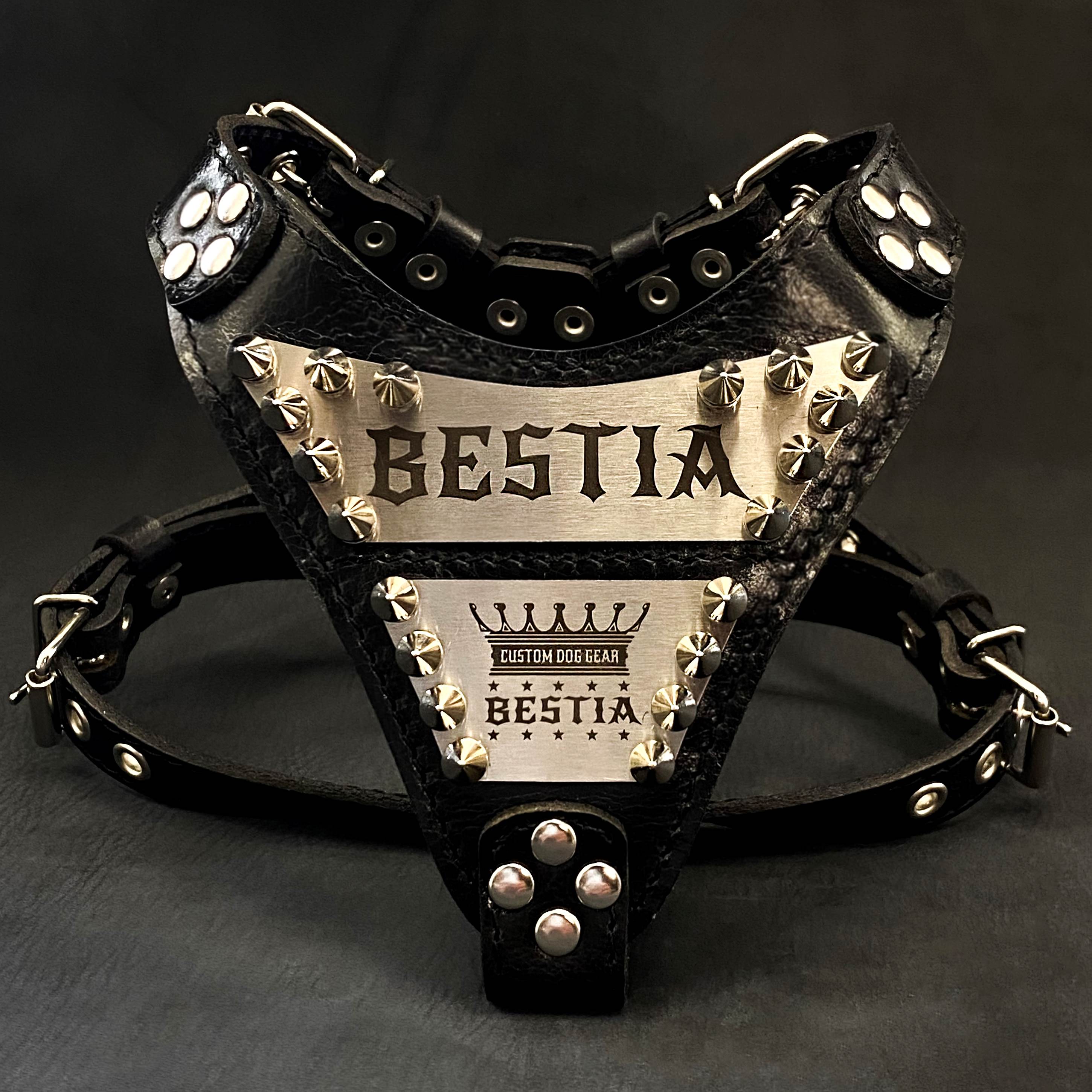 The "Metal" harness small to medium size - Personalized by Bestia Dog Gear