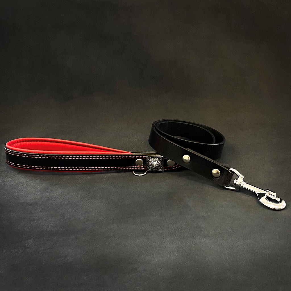 The "Eros" Leash 1 inch wide Black by Bestia Dog Gear