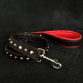 Black soft leather studded leash by Bestia Dog Gear