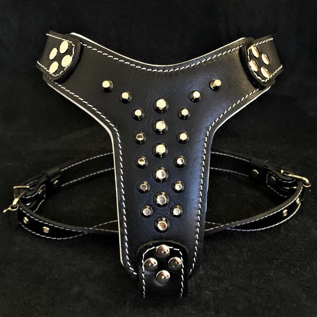 The "Rocky" studded leather harness Small to Medium Size by Bestia Dog Gear
