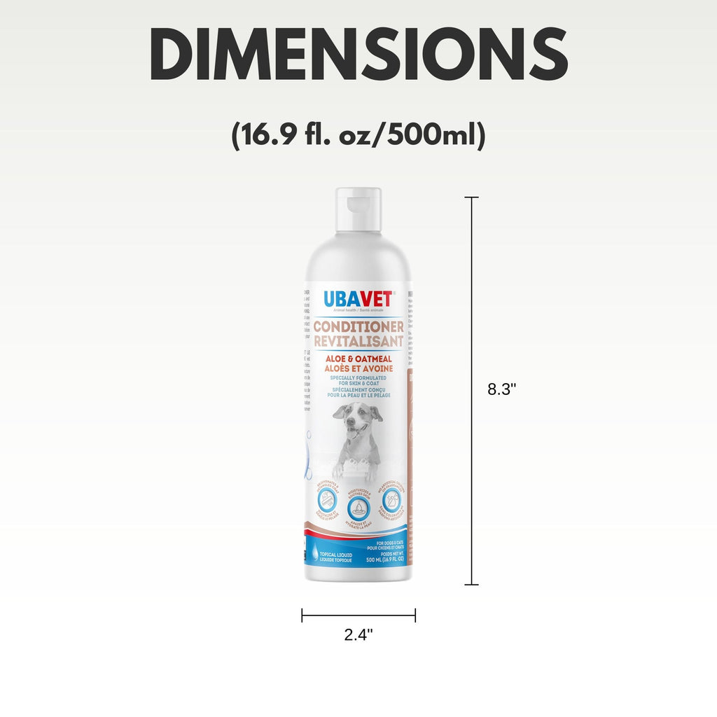 UBAVET Aloe & Oatmeal Conditioner for Dogs & Cats – Soothing Moisturizing Formula for Sensitive Skin (16.9 fl oz / 500ml)