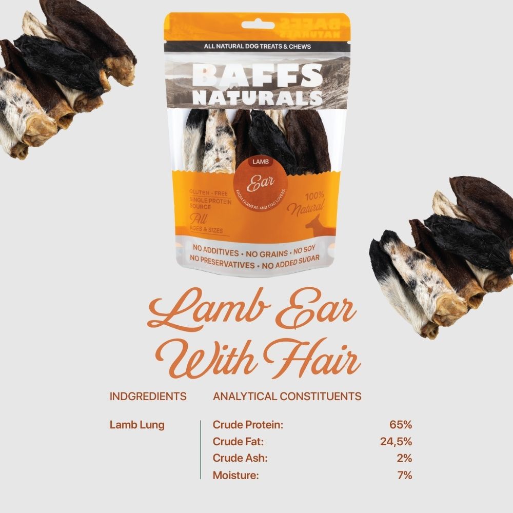 BAFFS NATURALS All-Natural Premium Lamb Ear Dog Chews – (3.5oz Bag) by American Pet Supplies