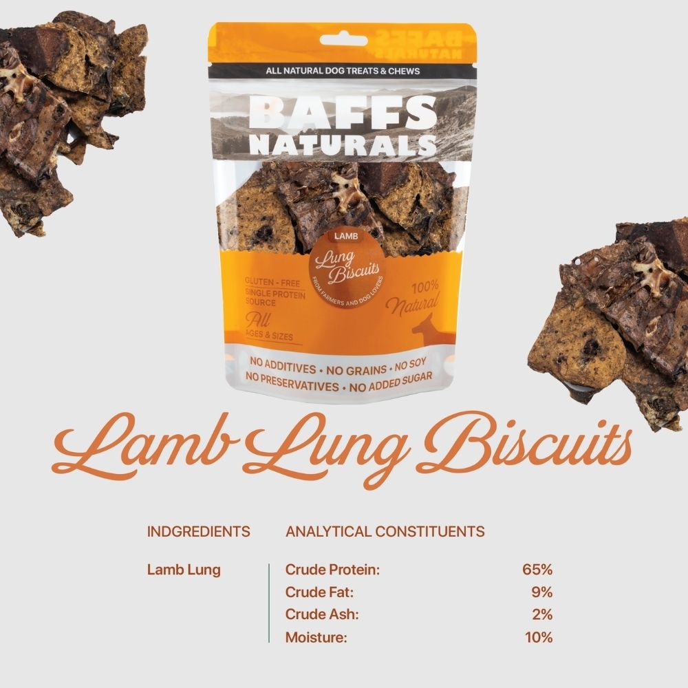 BAFFS NATURALS All-Natural Premium Lamb Lung Biscuits – 2 Pack (4oz Each) by American Pet Supplies