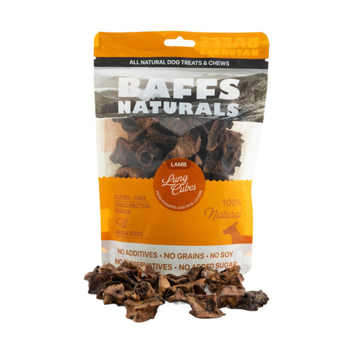 BAFFS NATURALS All-Natural Premium Lamb Lung Cubes – (7oz Bag) by American Pet Supplies
