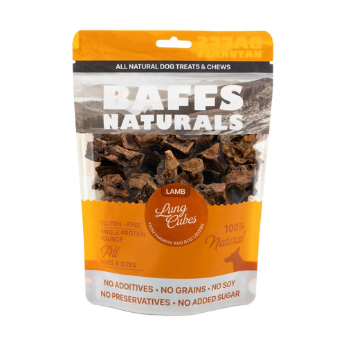 BAFFS NATURALS All-Natural Premium Lamb Lung Cubes – (7oz Bag) by American Pet Supplies