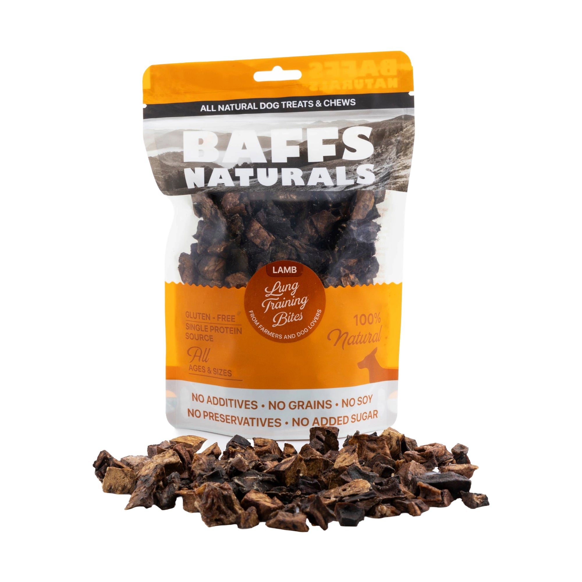 BAFFS NATURALS Lamb Lung Training Bites – All-Natural, Protein-Packed Dog Treats (7oz Bag) by American Pet Supplies