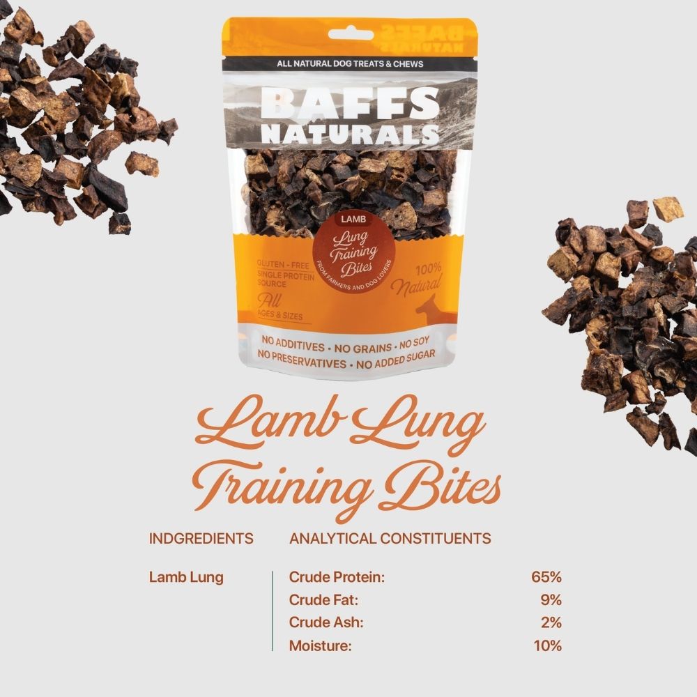 BAFFS NATURALS Lamb Lung Training Bites – All-Natural, Protein-Packed Dog Treats (7oz Bag) by American Pet Supplies