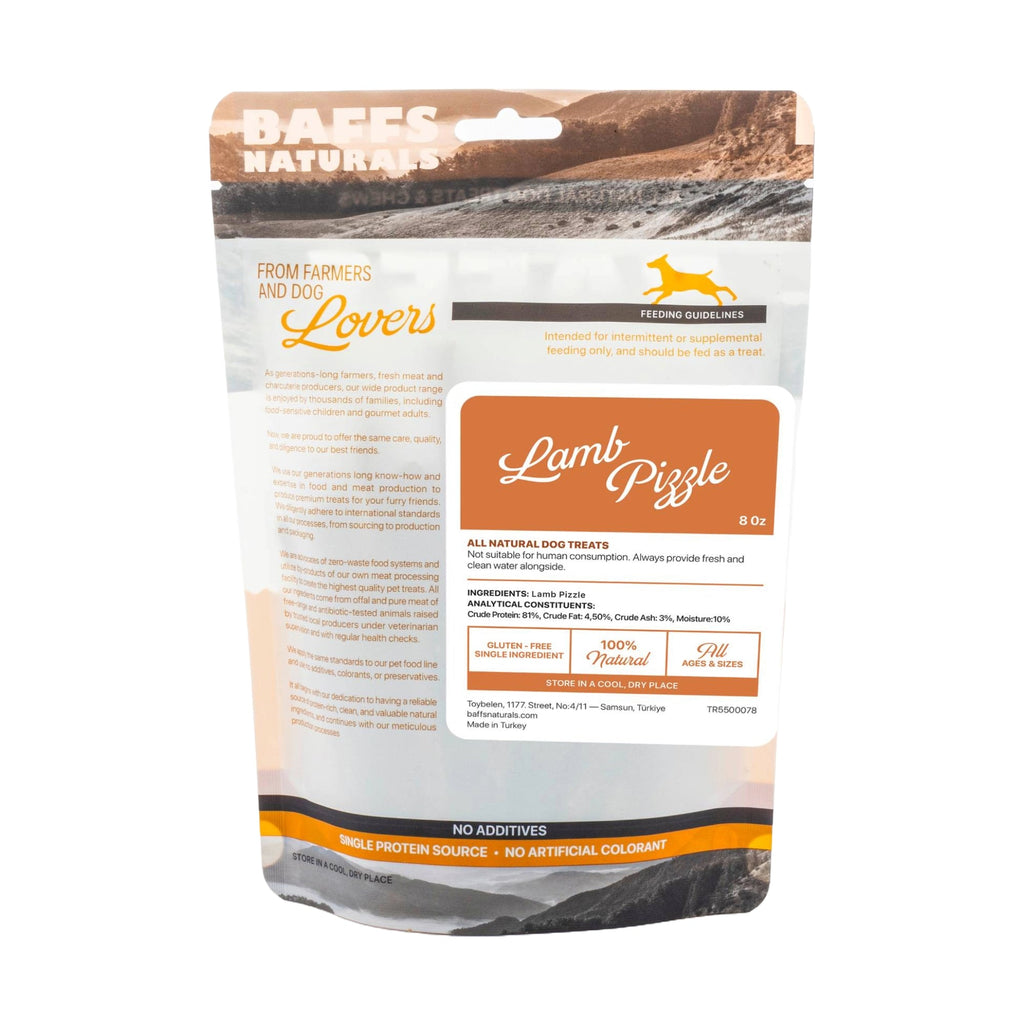 BAFFS NATURALS All-Natural Premium Lamb Pizzle Dog Chews – (8oz Bag) by American Pet Supplies