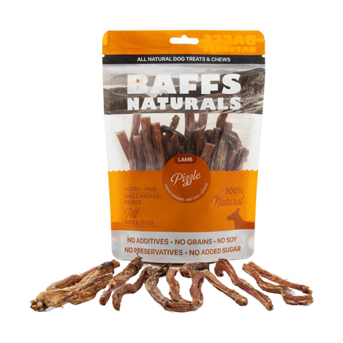 BAFFS NATURALS All-Natural Premium Lamb Pizzle Dog Chews – (8oz Bag) by American Pet Supplies
