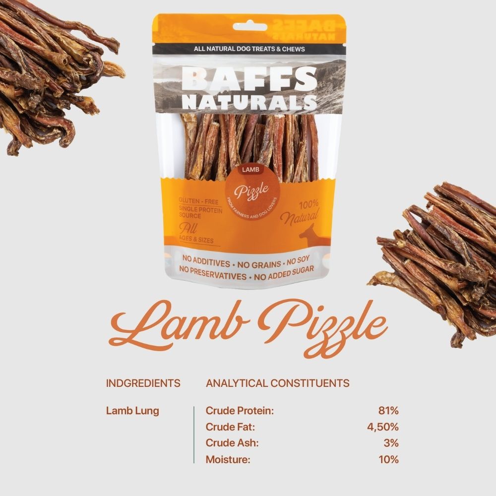 BAFFS NATURALS All-Natural Premium Lamb Pizzle Dog Chews – (8oz Bag) by American Pet Supplies