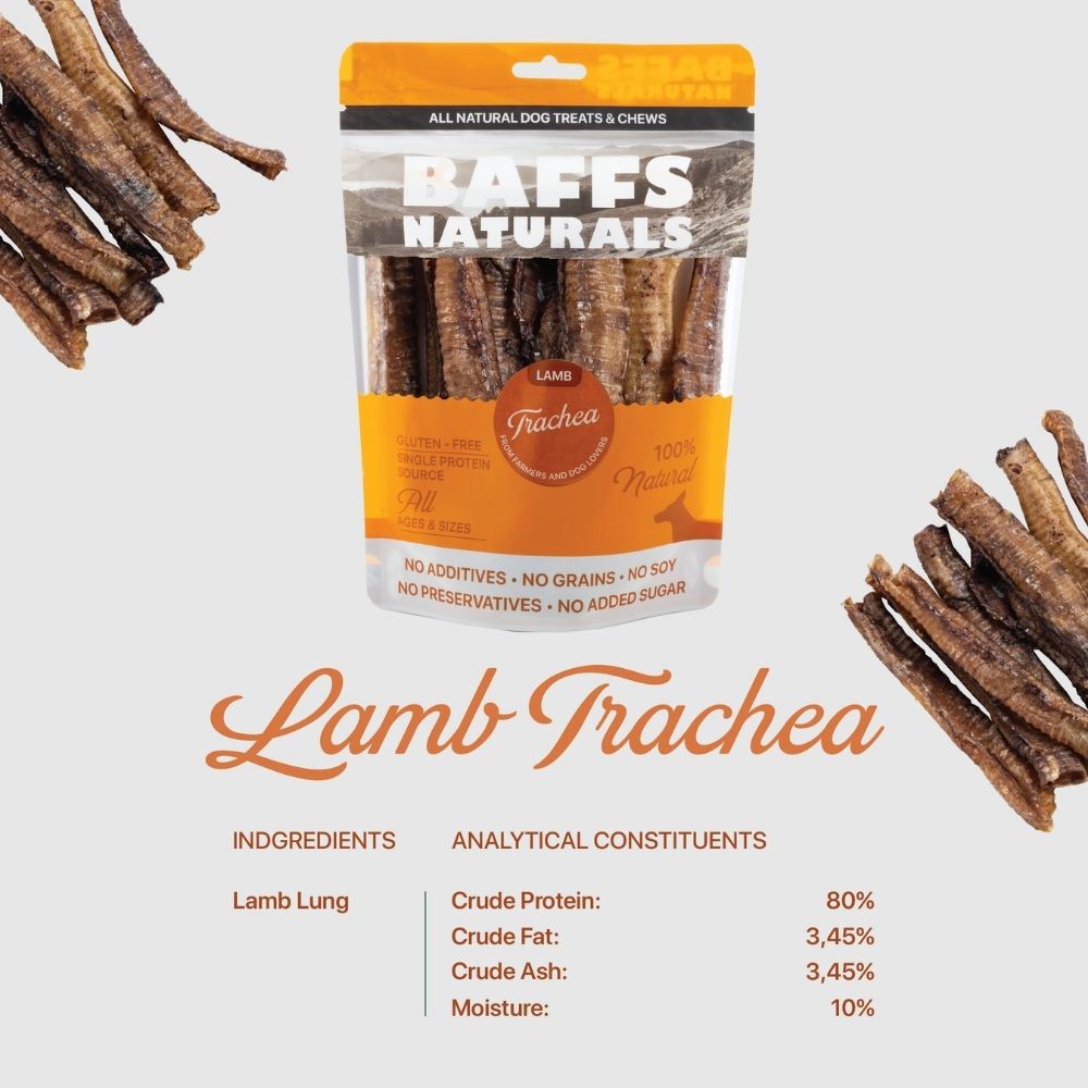 BAFFS NATURALS All-Natural Premium Lamb Trachea Dog Chews – 2 Pack (10 Chews Each) by American Pet Supplies