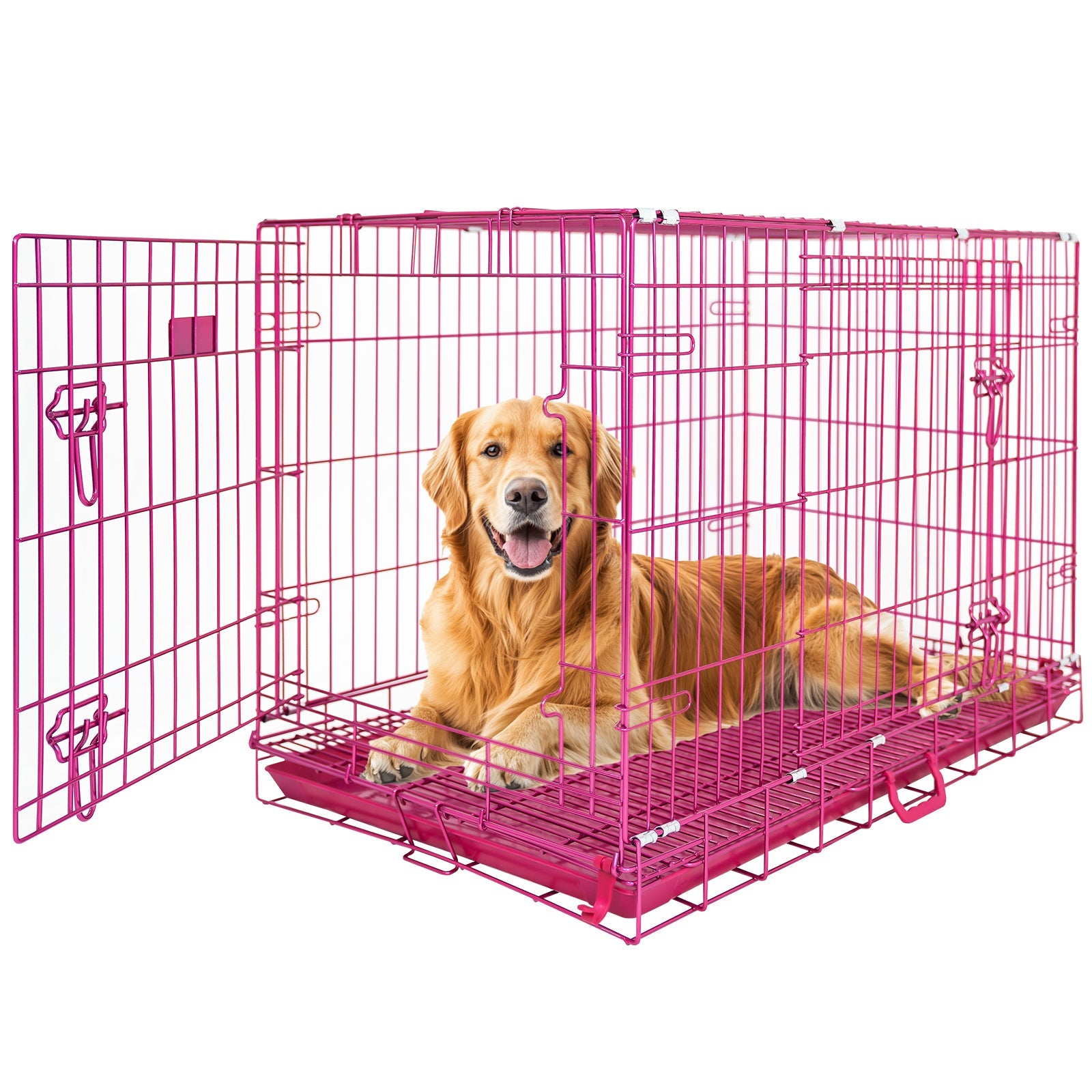 24-42" Collapsible Pink Dog Crate RED24-42 by Homey Pet Official
