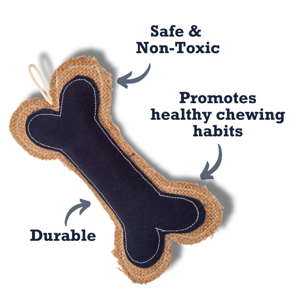 Country Living Jean Leather-Jute Bone Pillow Dog Chew Toy – Durable, Safe and Non-Toxic by American Pet Supplies