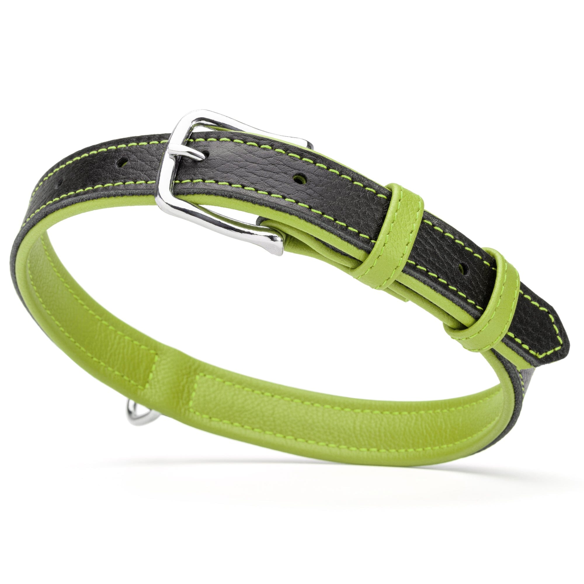 Soft Leather Dual-Color Flat Dog Collar by Dogline