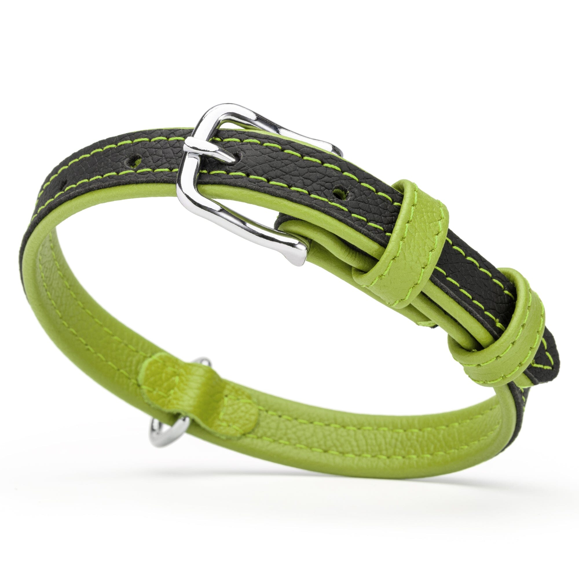 Soft Leather Dual-Color Flat Dog Collar by Dogline