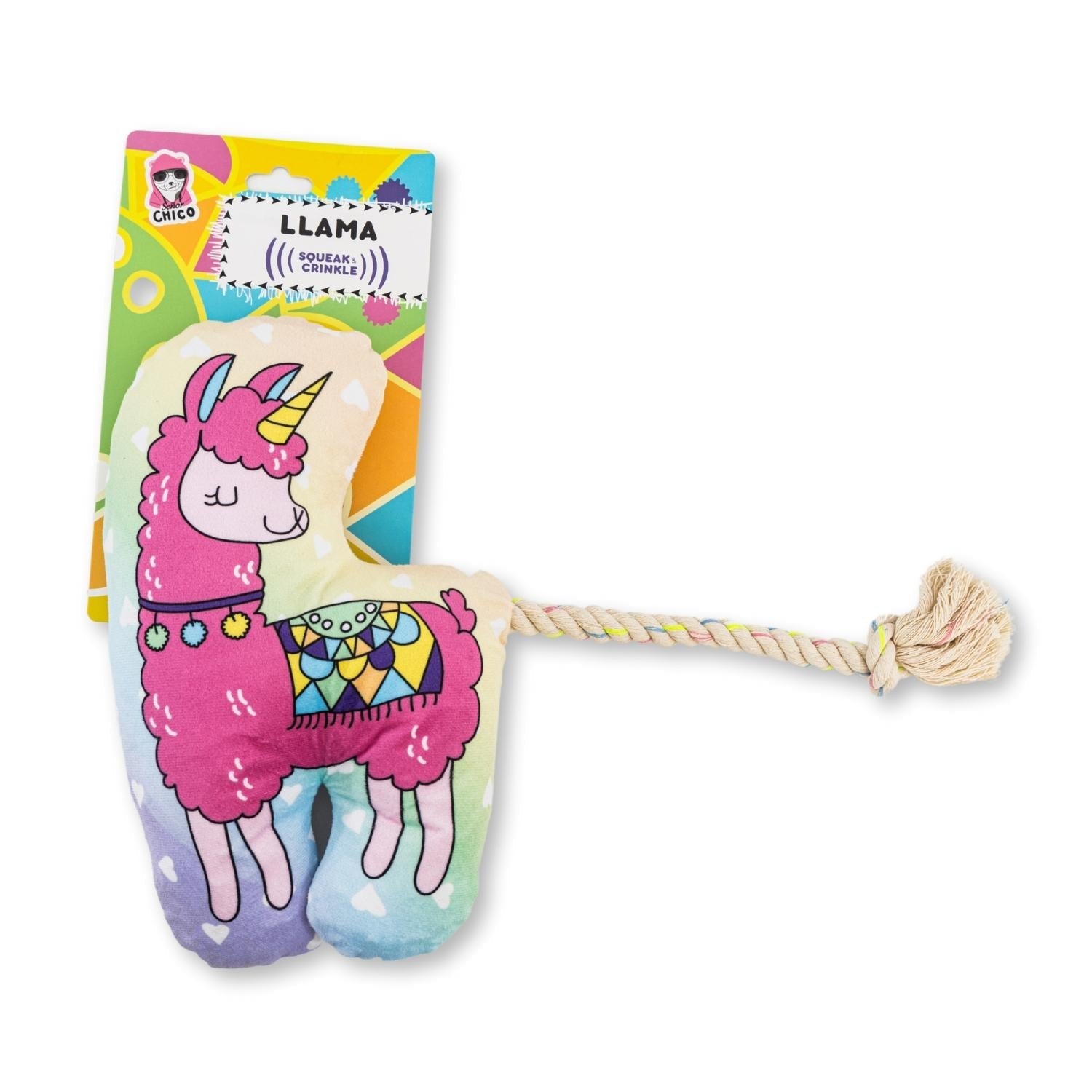Magical Llama Plush Dog Toy – with Squeaker & Crinkle Paper for Fun Play by American Pet Supplies