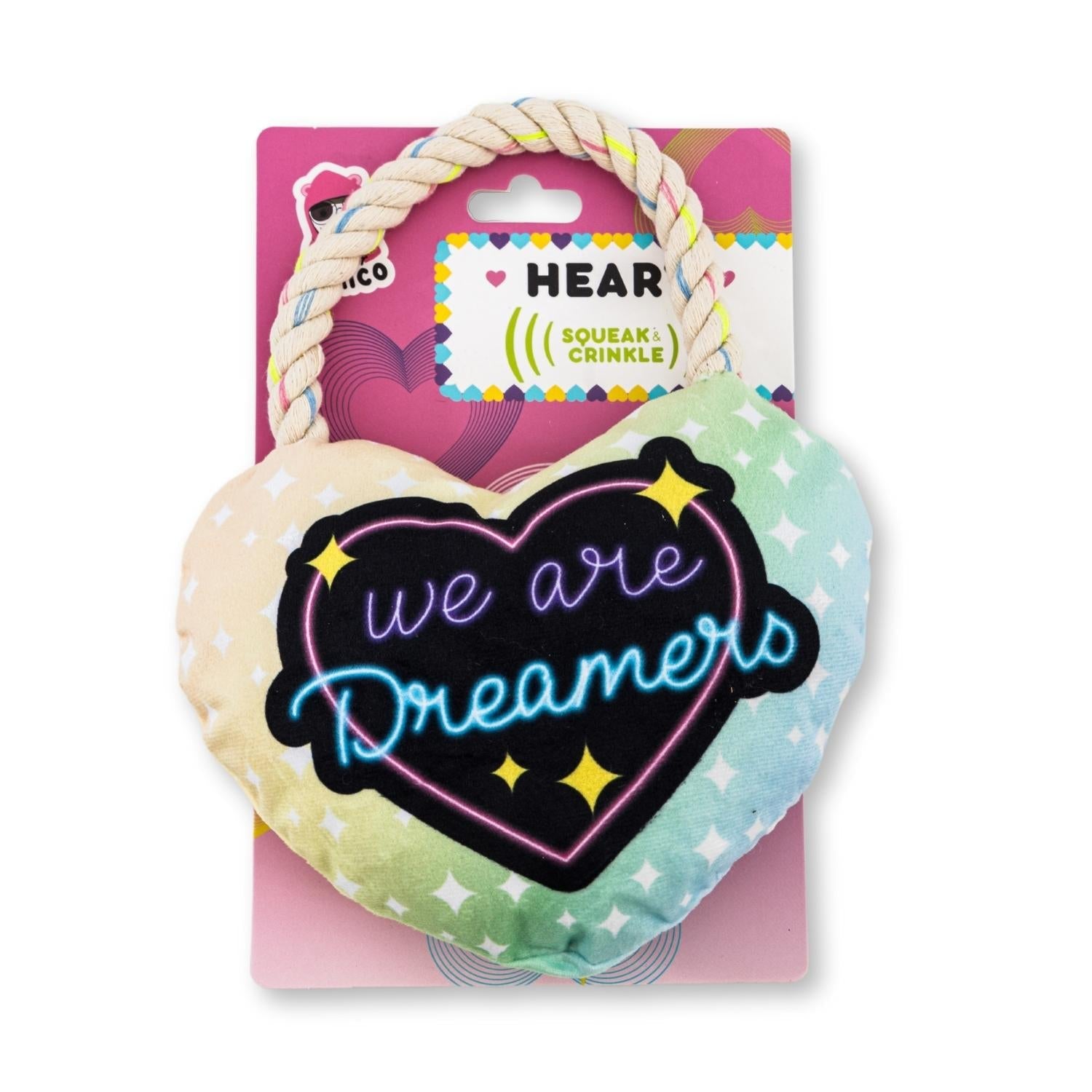 Love Heart Plush Dog Toy – with Squeaker & Crinkle Paper for Fun Play by American Pet Supplies