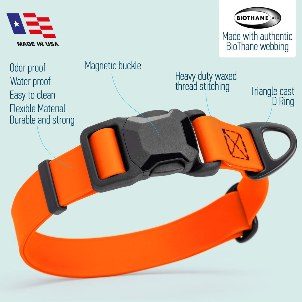 Biothane Waterproof Dog Collar with Magnetic Quick Release Buckle by Dogline