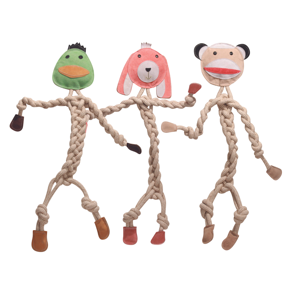Natural Rope Knottie® Dog Toys, 3 Pack, XL (16mm rope diameter) by HuggleHounds
