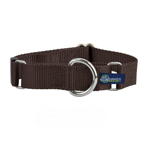5/8″ and 1″ Brown Nylon Martingale Dog Collar by 2 Hounds Design
