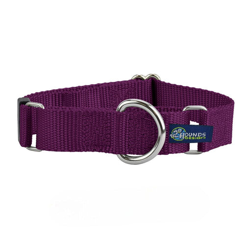 5/8″ and 1″ Burgundy Nylon Martingale Dog Collar by 2 Hounds Design