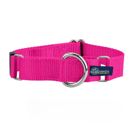 5/8″ and 1″ Hot Pink Nylon Martingale Dog Collar by 2 Hounds Design