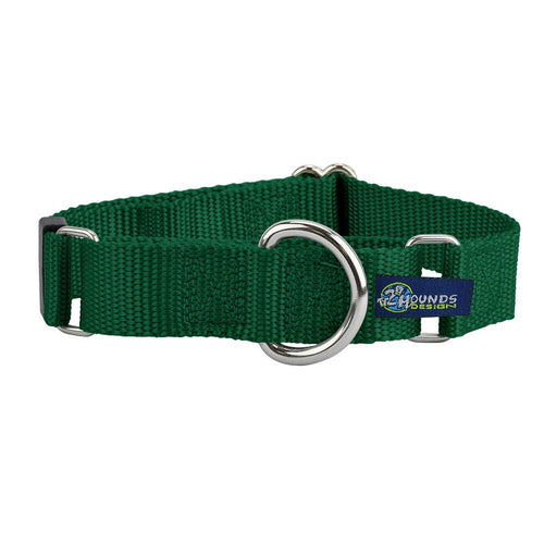 5/8″ and 1″ Kelly Green Nylon Martingale Dog Collar by 2 Hounds Design