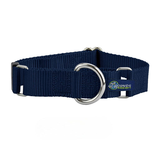 5/8″ and 1″ Navy Blue Nylon Martingale Dog Collar by 2 Hounds Design