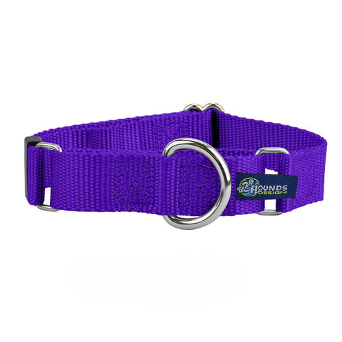 5/8″ and 1″ Purple Nylon Martingale Dog Collar by 2 Hounds Design