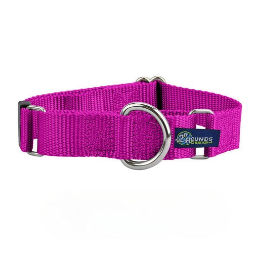 5/8″ and 1″ Raspberry Nylon Martingale Dog Collar by 2 Hounds Design