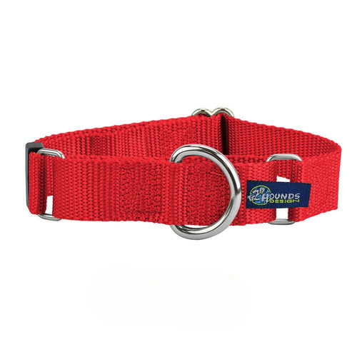 5/8″ and 1″ Red Nylon Martingale Dog Collar by 2 Hounds Design