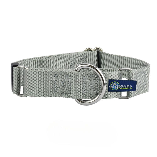 5/8″ and 1″ Silver Nylon Martingale Dog Collar by 2 Hounds Design