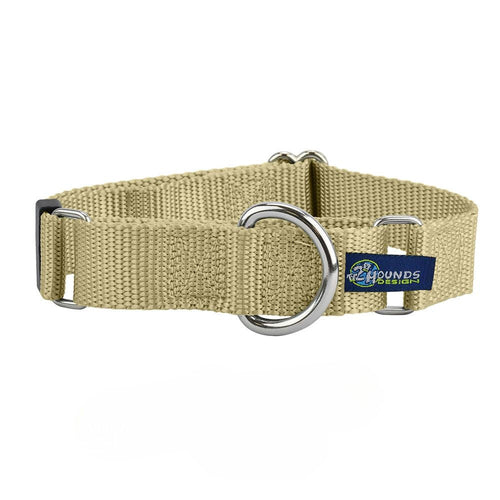 5/8″ and 1″ Tan Nylon Martingale Dog Collar by 2 Hounds Design