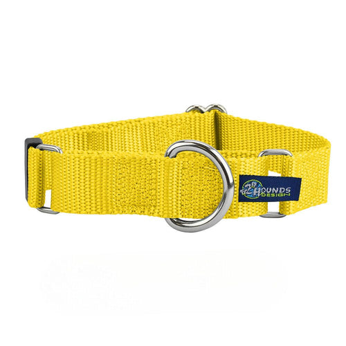 5/8″ and 1″ Yellow Nylon Martingale Dog Collar by 2 Hounds Design