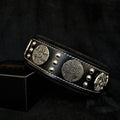 The "Maximus" collar 2.5 inch wide black & silver by Bestia Dog Gear