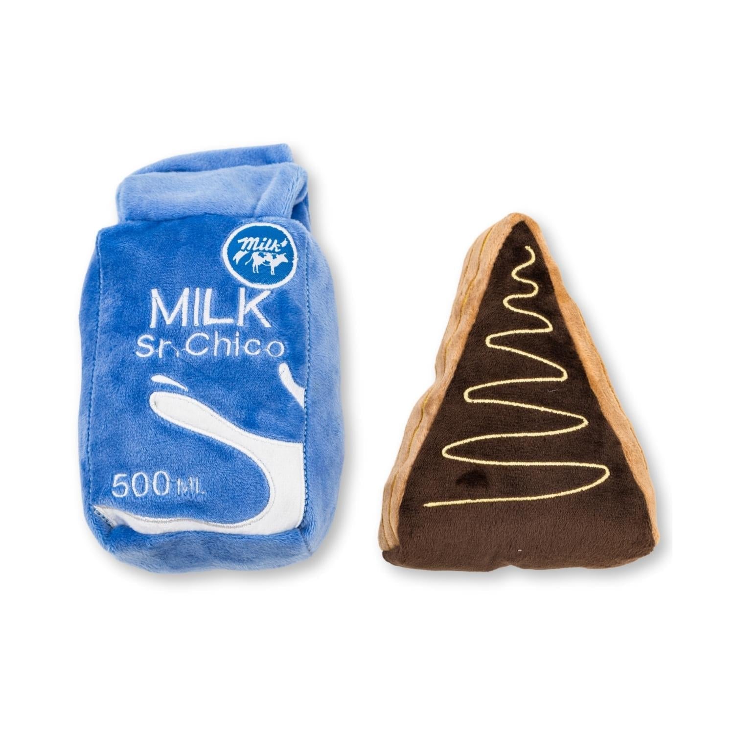 Cake Slice & Milk Midnight Snack Plush Dog Toy Gift Set – with Squeaker & Crinkle Paper by American Pet Supplies