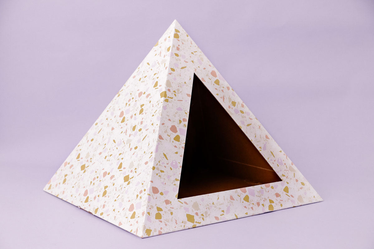Terrazzo Cardboard Cat Pyramid by KittyKardboard