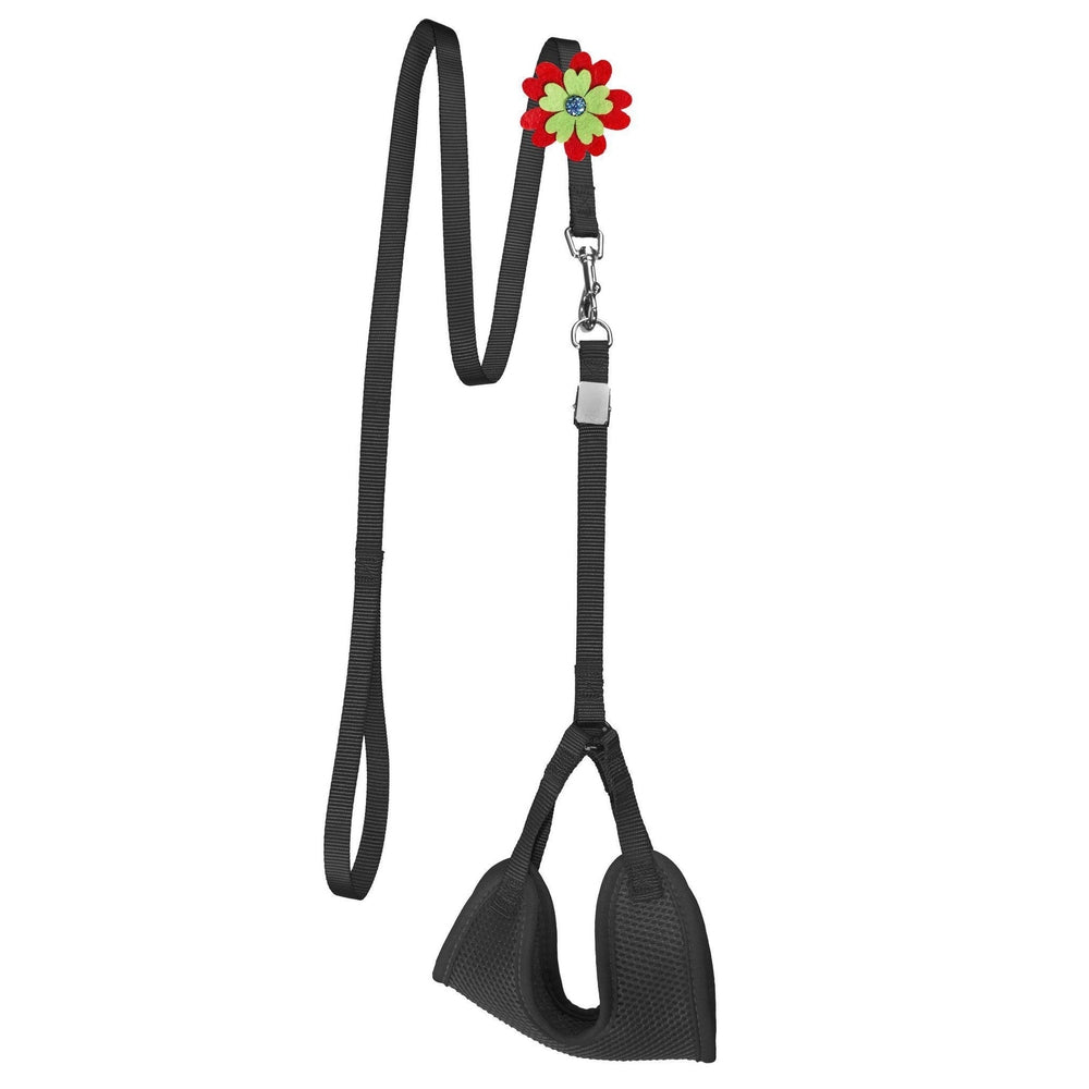 Mesh Step-In Nylon Dog Harness + Optional Flower Dog Leash by Dogline
