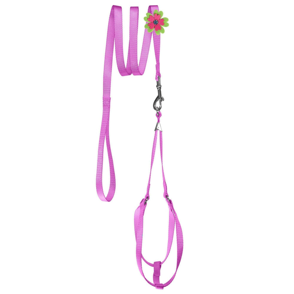 Step-In Nylon Dog Harness + Optional Flower Dog Leash by Dogline